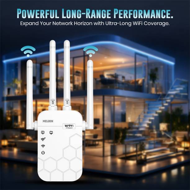 Melbon NetBoost Wi-Fi. Extender. Up to 300Mbps WiFi Range Extender 2.1 GHz 300 Mbps Wifi Speed Dual Band External Antenna Ethernet (Cable Broadband)