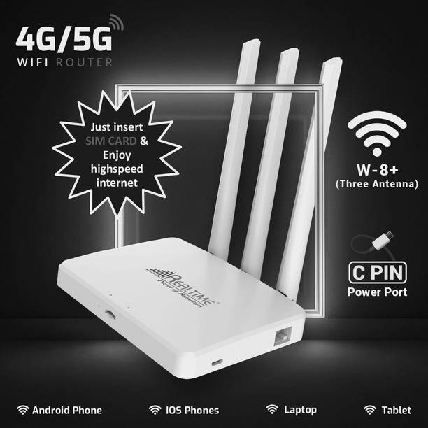 Realtime C Pin Power Port Router 2.4 GHz 100 Mbps Wifi Speed Single Band Internal & External Antenna MiFi (Sim Based)