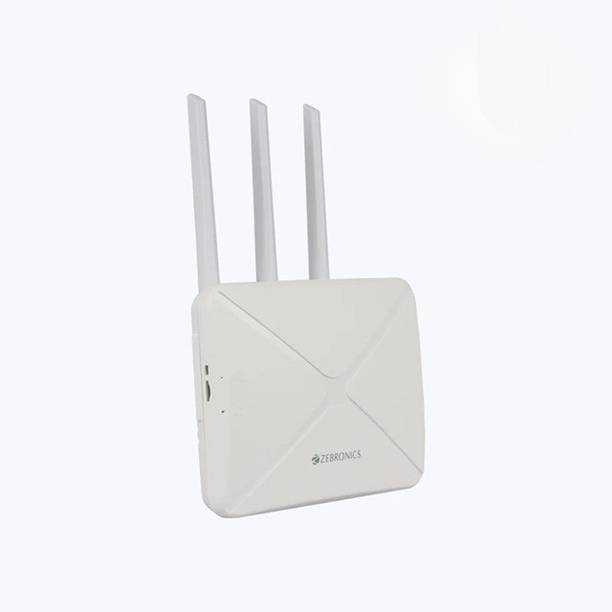 ZEBRONICS WiFi and LAN Connectivity|Compatible with 4G/5G Sim Card 4G Router 2.4 GHz 300 Mbps Wifi Speed Quad Band Internal & External Antenna MiFi (Sim Based)