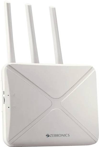 ZEBRONICS WiFi and LAN Connectivity|Compatible with 4G/5G Sim Card|High-speed Antenna Router 2.4 GHz 300 Mbps Wifi Speed Quad Band External Antenna Ethernet (Cable Broadband), MiFi (Sim Based)