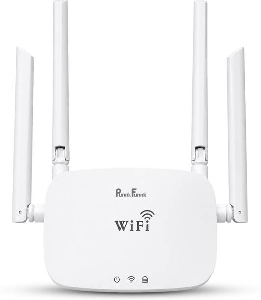 PunnkFunnk 4 Lane Wireless Router WiFi Range Extender 2.4 GHz 300 Mbps Wifi Speed Dual Band External Antenna Access Point Mode