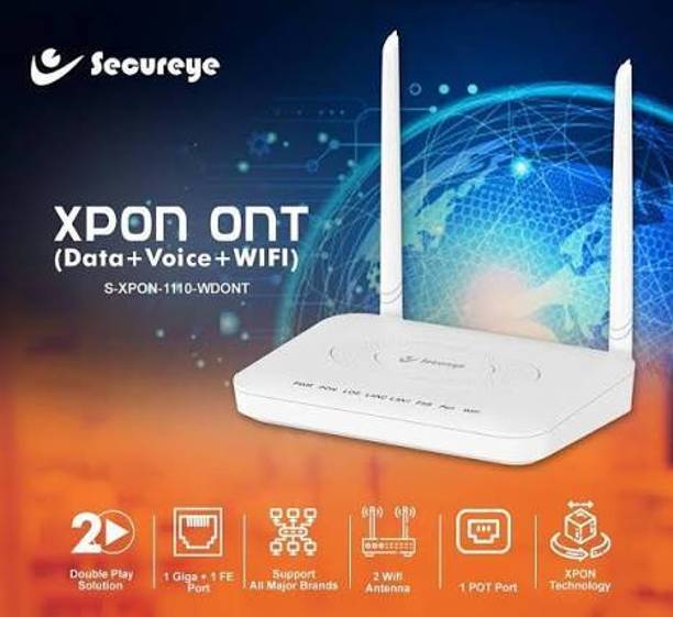 RASI INFOTECH SECUREYE N300 WIFI XPON ONT Router 2.4 GHz 300 Mbps Wifi Speed Single Band External Antenna Ethernet (Cable Broadband), ADSL (Telephone)