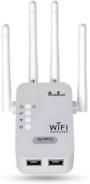 PunnkFunnk Internet Booster WiFi Range Extender 2.4 GHz 300 Mbps Wifi Speed Dual Band External Antenna Access Point Mode, Ethernet (Cable Broadband)