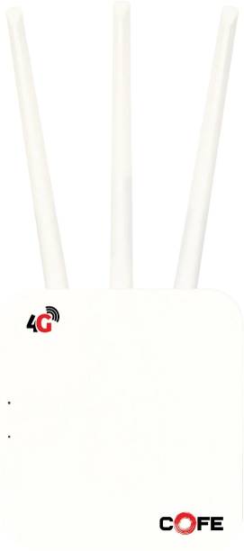 COFE 5G with Triple Antenna, Support All GSM Sim with 120 Mtr Range, Speed 4G Router 2.4 GHz 300 Mbps Wifi Speed Single Band External Antenna MiFi (Sim Based)