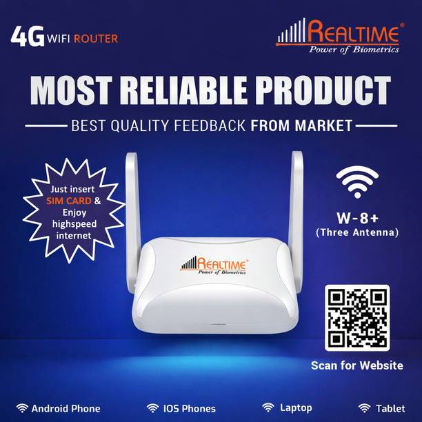 Realtime Router 5G 4G Router 2.4 GHz 100 Mbps Wifi Speed Single Band Internal & External Antenna MiFi (Sim Based)