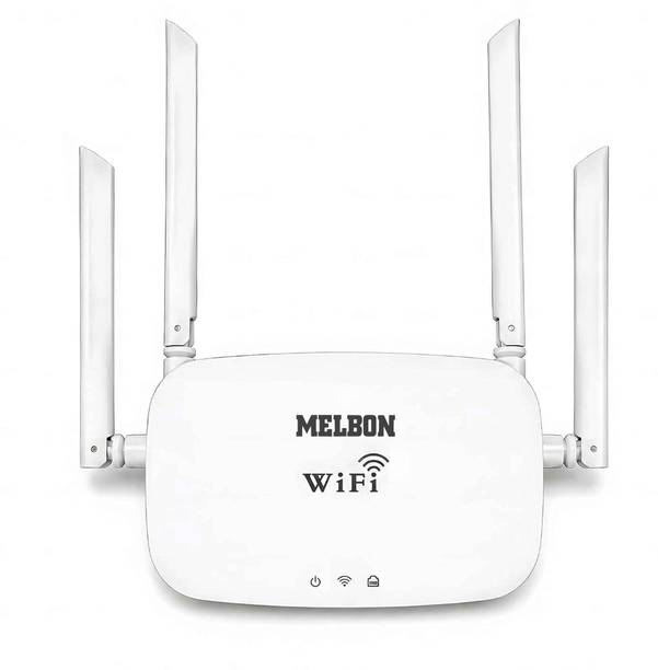 Melbon Smart Wireless WiFi Router with 4 External Antennas, 4 LAN Ports & AP Repeater Wireless Router 2.4 GHz 300 Mbps Wifi Speed Single Band External Antenna Ethernet (Cable Broadband)