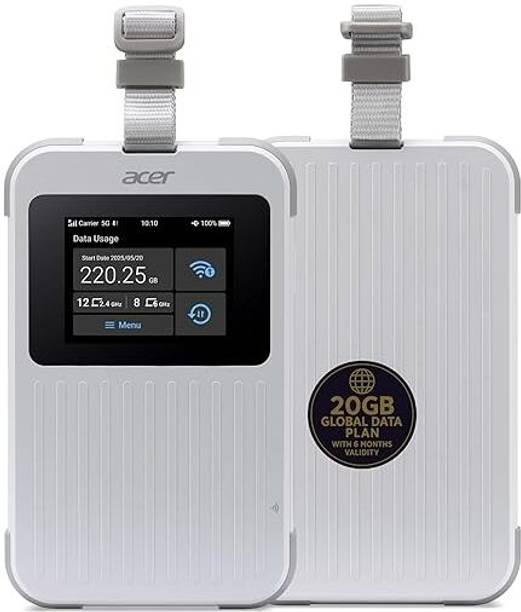 Acer Connect M6E 5G Mobile WiFi| WiFi 6E Hotspot 20 Devices Router 5 GHz 9600 Mbps Wifi Speed Dual Band Internal Antenna MiFi (Sim Based)