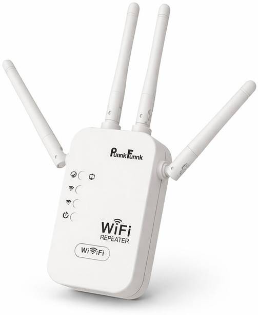 PunnkFunnk Repeater WiFi Range Extender 2.4 GHz 300 Mbps Wifi Speed Dual Band External Antenna Ethernet (Cable Broadband)
