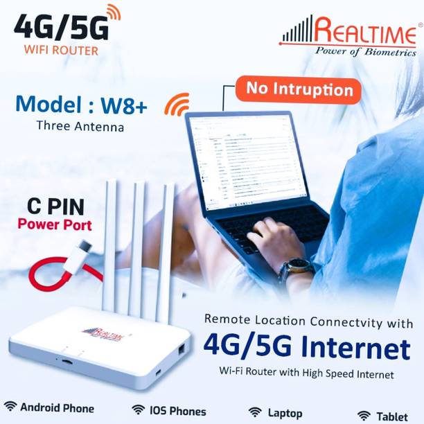 Realtime Just Insert Sim Card & Enjoy High Speed Internet Router 2.4 GHz 100 Mbps Wifi Speed Single Band Internal & External Antenna MiFi (Sim Based)