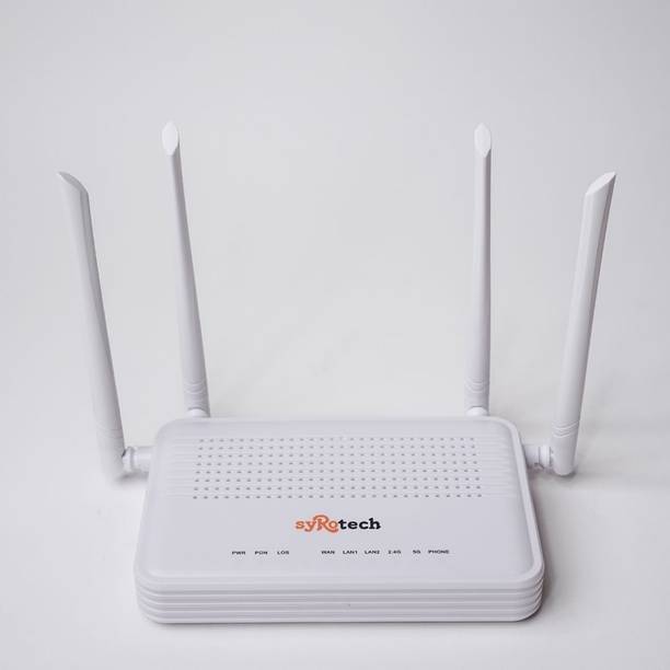 Syrotech SY GPON 2010 WADONT Dual Band XPON ONT with 4 Antenna Fiber Broadband with Voice Wireless Router 5 GHz, 2.4 GHz 1200 Mbps Wifi Speed Dual Band External Antenna NA