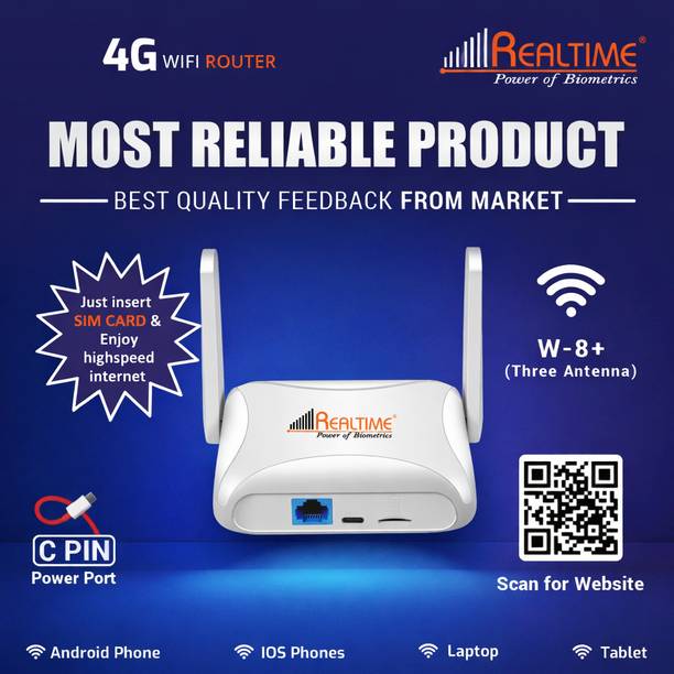 Realtime W8+ Office 5G 4G Router 2.4 GHz 100 Mbps Wifi Speed Single Band Internal & External Antenna MiFi (Sim Based)