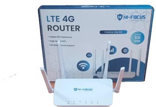 HI-FOCUS HF-R1104T-4G WIFI ROUTER SUPPORT ALL NETWORK 4G/3G/2G SIMCARDS WITH 4 ANTENAAS 4G Router 2.4 GHz 150 Mbps Wifi Speed Dual Band Internal & External Antenna MiFi (Sim Based)