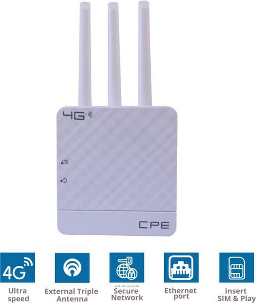 GONINE 4G CPE 300Mbps, Plug & Online, WiFi 4G Sim Router 4G Router 2.4 GHz, 5 GHz 300 Mbps Wifi Speed Dual Band External Antenna MiFi (Sim Based)