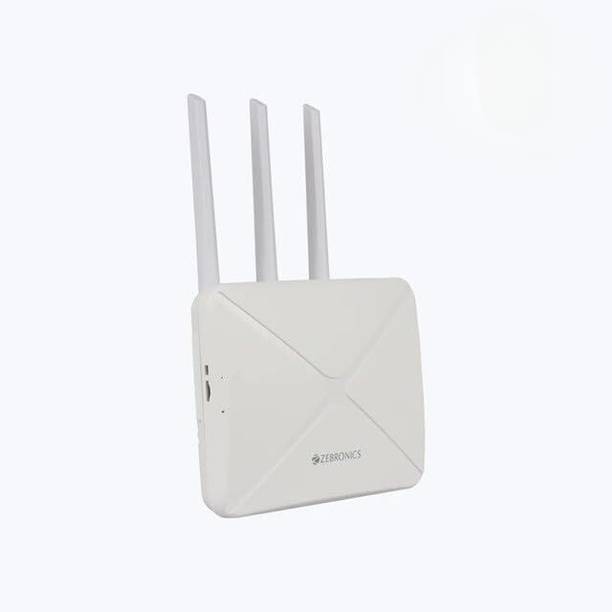 ZEBRONICS Router with WiFi and LAN Connectivity|Compatible with 4G/5G Sim Card Router 2.4 GHz 300 Mbps Wifi Speed Quad Band External Antenna Ethernet (Cable Broadband), MiFi (Sim Based)