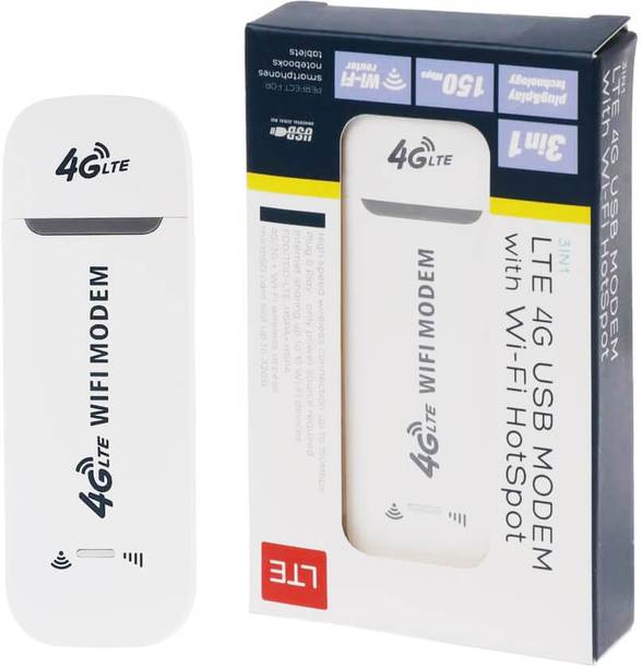 Cokoeye 4G Wifi Router High Speed USB Wifi Modem 4G LTE 150M Portable 4G Router 2.4 GHz 450 Mbps Wifi Speed Single Band Internal Antenna MiFi (Sim Based)