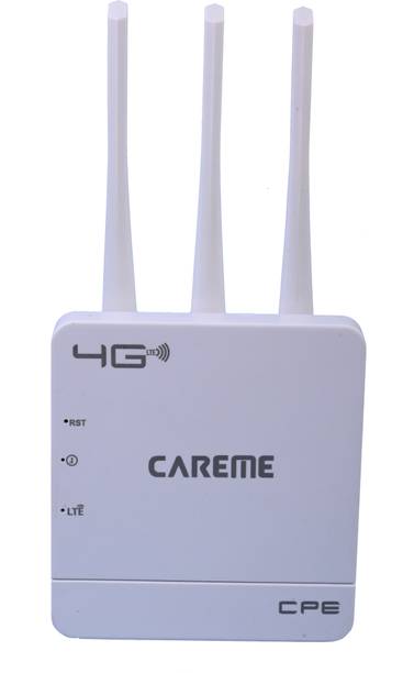 CareME 4G Sim Router with Triple Antenna, Support All GSM Sim with 100 Mtr Range, Speed 4G Router 2.4 GHz 150 Mbps Wifi Speed NA External Antenna MiFi (Sim Based)