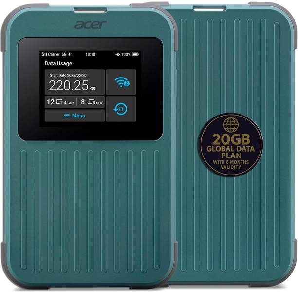 Acer Connect M4 5G Portable Wi-Fi Router 2.4 GHz, 5 GHz 2770 Mbps Wifi Speed Dual Band MiFi (Sim Based)