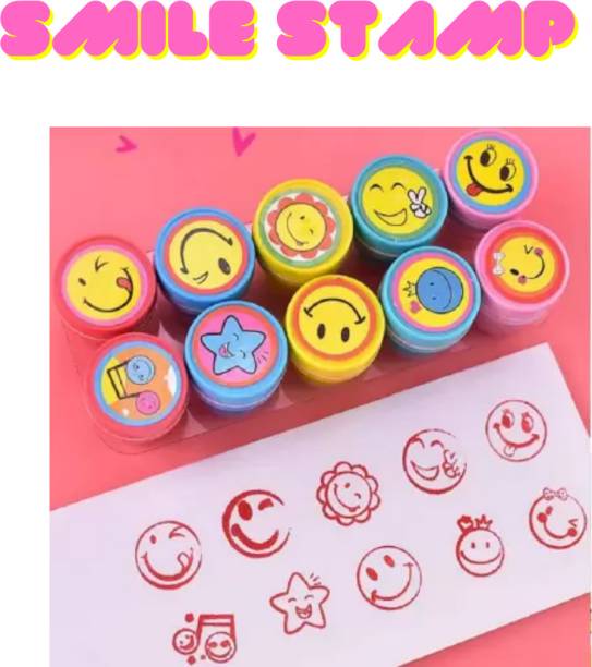 Extraposh 10pcs Smile Emoji Cartoon Self Inking Stamps stamp