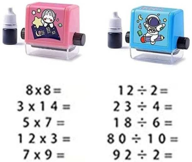 AMB Multiplication & Division Digital Roller Stamp With 100 Practice Questions Multicolor