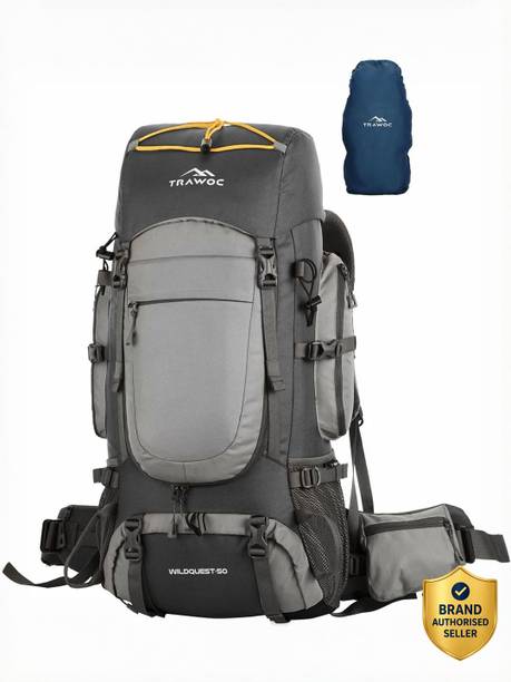 WILDQUEST 50L Travel Backpack with Shoe Compartment Unisex Trekking Rucksack  - 50 L