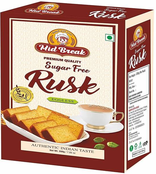 MidBreak Sugar Free Rusk, Sugar-Free Toast, Premium Handmade Rusk|Perfect Teatime Partner Saunf flavored Milk Rusk