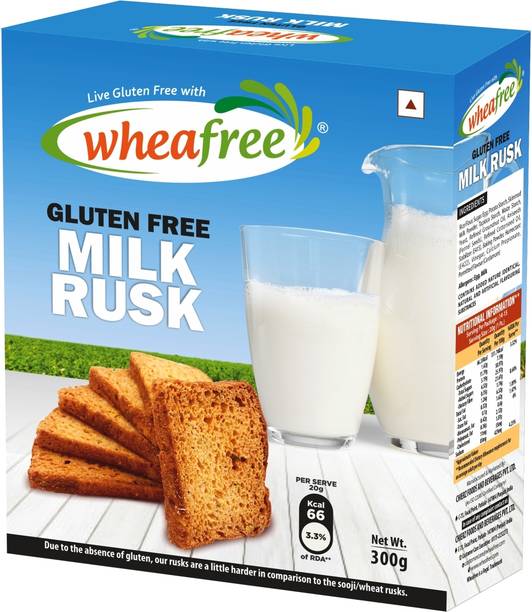 wheafree Milk Rusk - Gluten Free (Non-Veg) Pack of 2 - 300g each Sweet flavored Milk Rusk