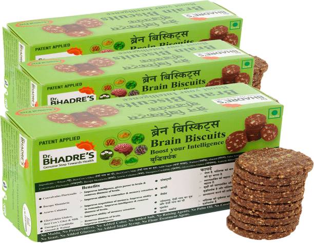 Dr.BHADRE'S Brain Booster Biscuits for Kids 420 gm Pack of 3|Healthy Biscuits for Babies|Brain Biscuits Multi Grain