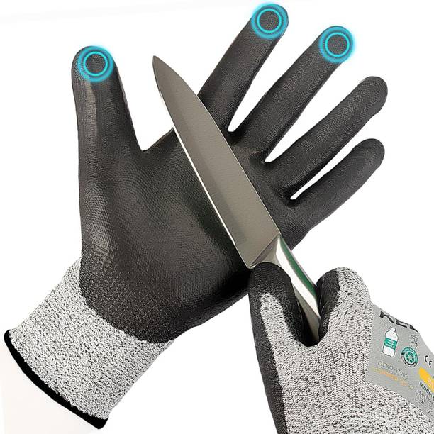 STYLERA 1 Pair Cut Resistant Fishing Glove for Men Women, Touchscreen Gloves with Grip Nitrile, Polyester  Safety Gloves