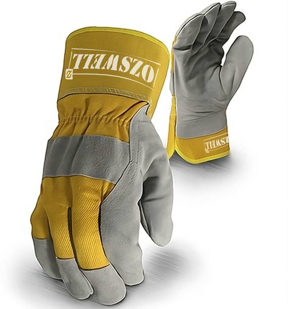 Ozswell Rigger Yellow White Gloves Heat Cut Wear Tear Resistant Machines Welding Leather  Safety Gloves