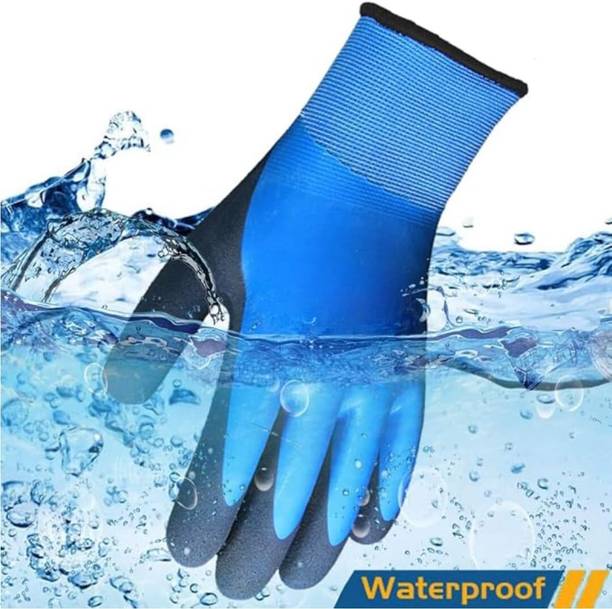 STYLERA 1 PAIR Waterproof Work Gloves Liquid Proof Double Coated Working Multi Purpose Nitrile  Safety Gloves