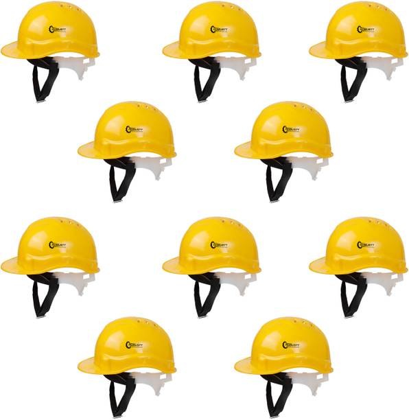 Robustt Heavy Duty Nape Safety Helmet - Yellow|Adjustable Headband|Pack of 10 As Per ISI Safety Standard For Industrial Use Construction Helmet
