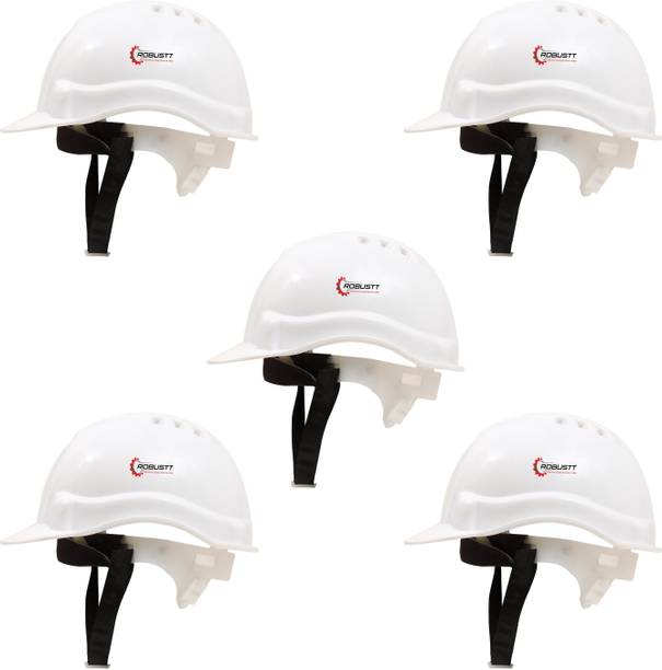 Robustt Heavy Duty Nape Safety Helmet -White|Adjustable Headband|Pack of 5 As Per ISI Safety Standard For Industrial Use Construction Helmet