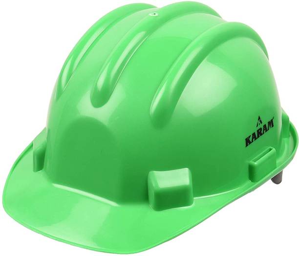 Karam PN521 Fluorescent Green Safety Helmet with Adjustable Chin Strap & Rachet Type Adjustment Construction Helmet