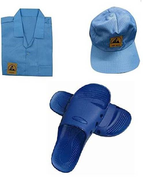 sky enterprise shop Sky-ESD Safe Anti Static Unisex Apron - Blue M Size(3-PC) Combo Pack Safety Jacket