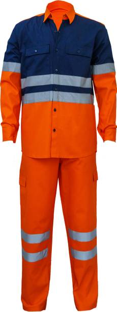 SaashaGarments Men's Industrial Safety Suit Coverall Overalls Pant Shirt (L Size) Safety Jacket