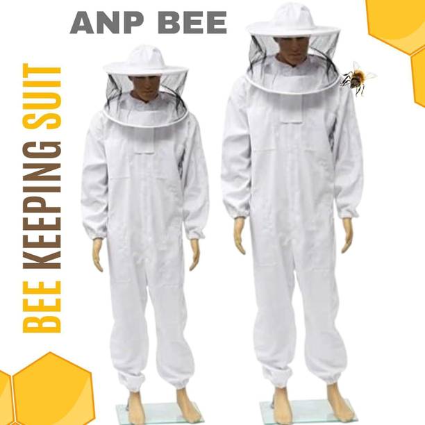 ANP BEE Ventilated Full Body Bee Protecting Beekeeping Safety Suit (White, Size M ) Safety Jacket