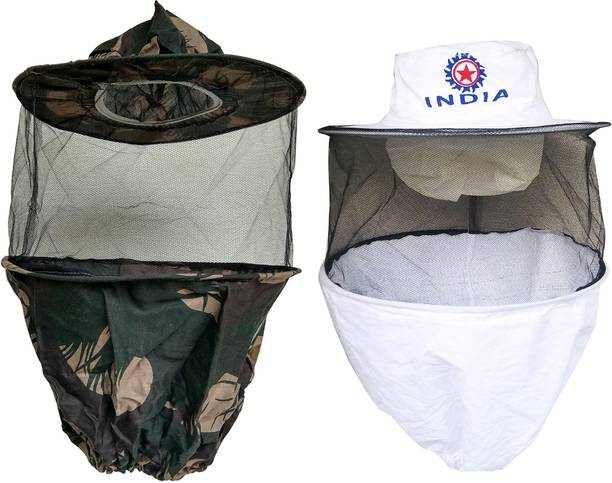 Super Bee Bee Veil white & Army Colour (Combo of 2) Safety Jacket