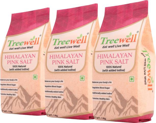 T - TREEWELL Himalayan Pink Rock Salt Everyday Cooking (1 kg X 3 Pack) Himalayan Pink Salt
