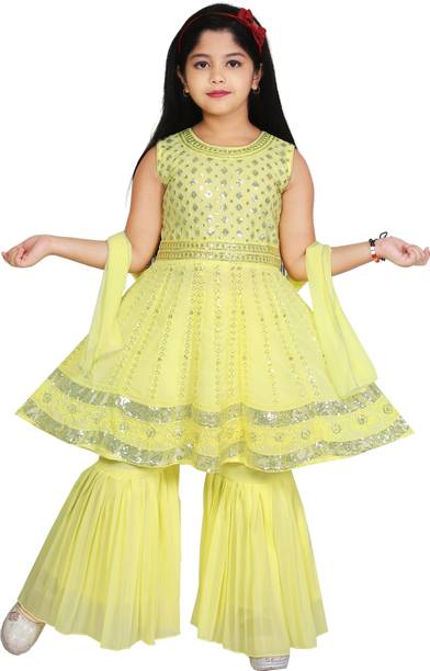 BISAL Embellished Kurta, Sharara & Dupatta Set