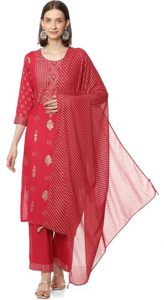 RSKASSORTED17104 Printed Kurta, Palazzo & Dupatta Set