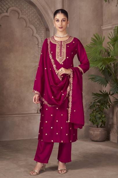 Embroidered Kurta, Trouser/Pant & Dupatta Set