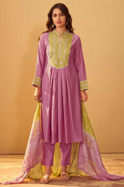Embroidered Kurta, Trouser/Pant & Dupatta Set