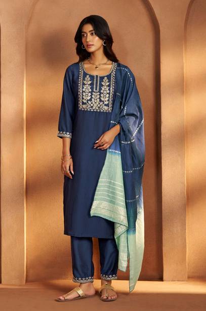 Embroidered Kurta, Trouser/Pant & Dupatta Set