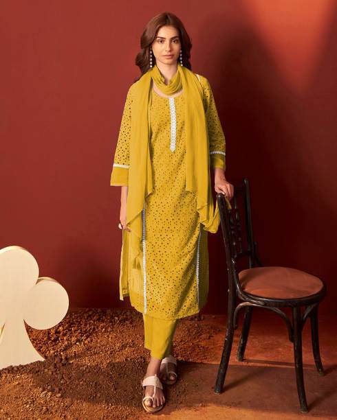 Self Design Kurta, Trouser/Pant & Dupatta Set