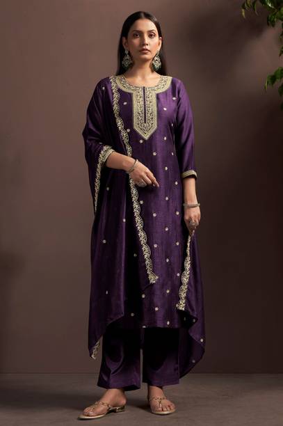 Embroidered Kurta, Trouser/Pant & Dupatta Set