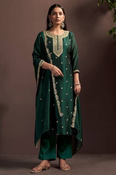 Embroidered Kurta, Trouser/Pant & Dupatta Set