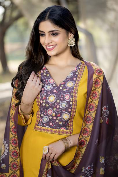 Women Pure Cotton Kurti Pant Dupatta Set