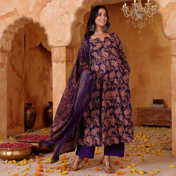 Women's Red Rayon Embroidered Suit Set with Organza Dupatta Printed Kurta, Trouser/Pant & Dupatta Set