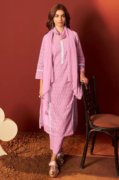 Self Design Kurta, Trouser/Pant & Dupatta Set