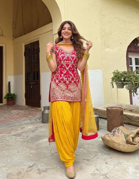 Embroidered Kurta, Patiala & Dupatta Set